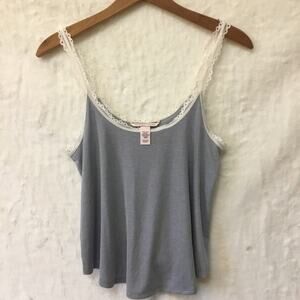 Victoria's Secret Gray and White Lace Tank